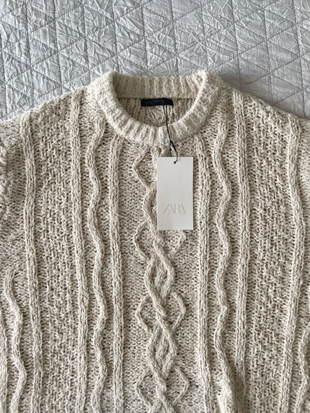Zara Textured Cable Knit Sweater – Stone | Men’s Medium - Picture 2 of 5